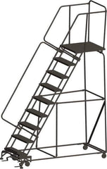 Ballymore - 123" 9 Step Ladder - 450 Lb Capacity, 90" Platform Height, 32" Base Width x 82" Depth, Expanded Metal Tread - Eagle Tool & Supply