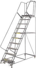 Ballymore - 133" 10 Step Ladder - 450 Lb Capacity, 100" Platform Height, 32" Base Width x 81" Depth, Expanded Metal Tread - Eagle Tool & Supply