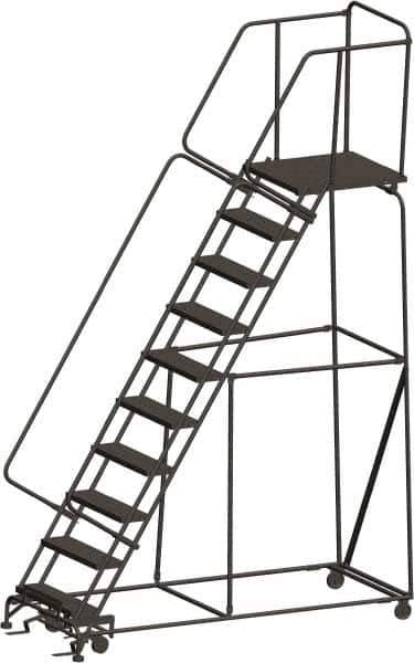 Ballymore - 133" 10 Step Ladder - 450 Lb Capacity, 100" Platform Height, 32" Base Width x 88" Depth, Heavy-Duty Serrated Grating - Eagle Tool & Supply