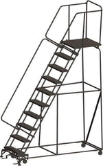 Ballymore - 133" 10 Step Ladder - 450 Lb Capacity, 100" Platform Height, 32" Base Width x 88" Depth, Expanded Metal Tread - Eagle Tool & Supply