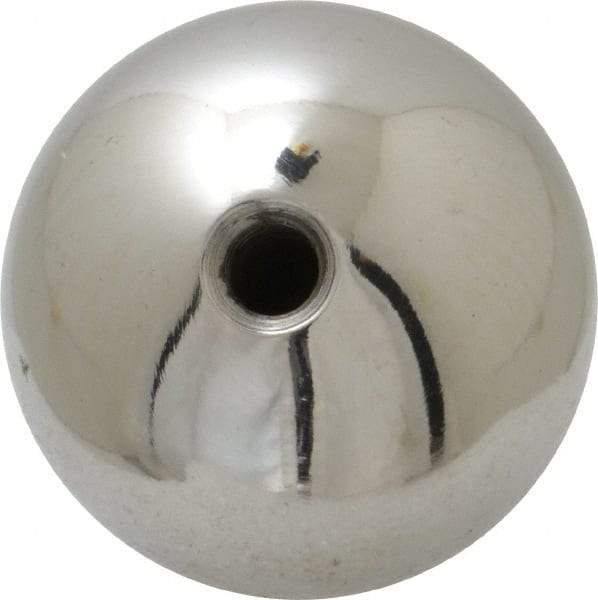 Gibraltar - 1/4-20 Thread, 1.38" Diam, Threaded Hole Ball Knob - Natural, Steel, Smooth Grip, 5/8" Hole Depth - Eagle Tool & Supply