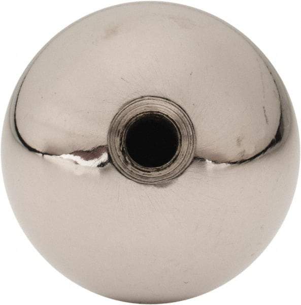 Gibraltar - 1/4-28 Thread, 1.38" Diam, Threaded Hole Ball Knob - Natural, Steel, Smooth Grip, 5/8" Hole Depth - Eagle Tool & Supply