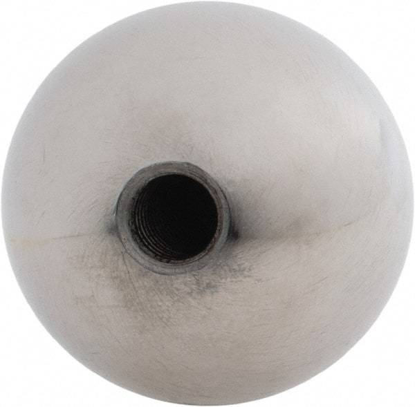 Gibraltar - 5/16-18 Thread, 1.38" Diam, Threaded Hole Ball Knob - Natural, Steel, Smooth Grip, 5/8" Hole Depth - Eagle Tool & Supply