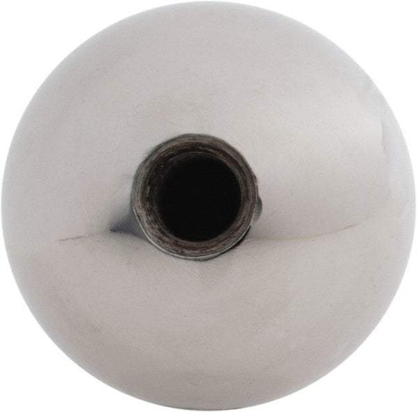 Gibraltar - 5/16-24 Thread, 1.38" Diam, Threaded Hole Ball Knob - Natural, Steel, Smooth Grip, 5/8" Hole Depth - Eagle Tool & Supply