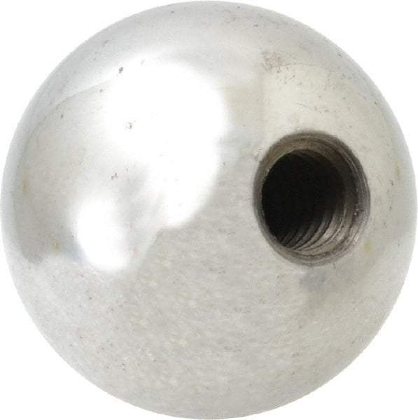 Gibraltar - 3/8-16 Thread, 1.38" Diam, Threaded Hole Ball Knob - Natural, Steel, Smooth Grip, 5/8" Hole Depth - Eagle Tool & Supply