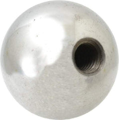Gibraltar - 3/8-16 Thread, 1.38" Diam, Threaded Hole Ball Knob - Natural, Steel, Smooth Grip, 5/8" Hole Depth - Eagle Tool & Supply