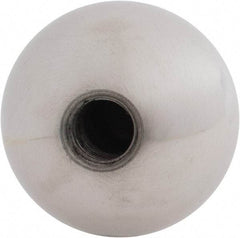 Gibraltar - 3/8-24 Thread, 1.38" Diam, Threaded Hole Ball Knob - Natural, Steel, Smooth Grip, 5/8" Hole Depth - Eagle Tool & Supply