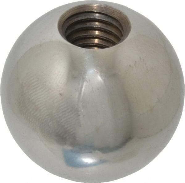 Gibraltar - 1/2-13 Thread, 1.38" Diam, Threaded Hole Ball Knob - Natural, Steel, Smooth Grip, 5/8" Hole Depth - Eagle Tool & Supply