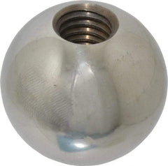 Gibraltar - 1/2-13 Thread, 1.38" Diam, Threaded Hole Ball Knob - Natural, Steel, Smooth Grip, 5/8" Hole Depth - Eagle Tool & Supply