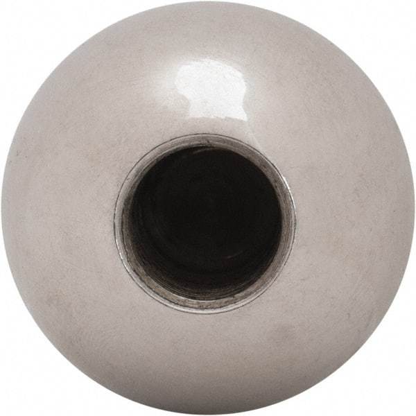 Gibraltar - 1/2-20 Thread, 1.38" Diam, Threaded Hole Ball Knob - Natural, Steel, Smooth Grip, 5/8" Hole Depth - Eagle Tool & Supply