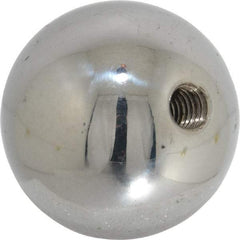Gibraltar - 3/8-16 Thread, 1.88" Diam, Threaded Hole Ball Knob - Natural, Steel, Smooth Grip, 3/4" Hole Depth - Eagle Tool & Supply