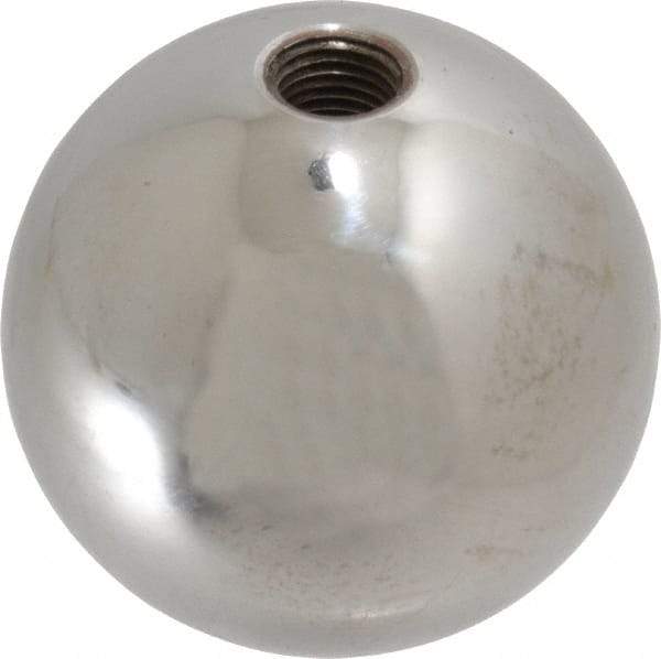 Gibraltar - 3/8-24 Thread, 1.88" Diam, Threaded Hole Ball Knob - Natural, Steel, Smooth Grip, 3/4" Hole Depth - Eagle Tool & Supply