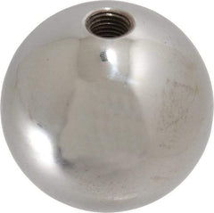 Gibraltar - 3/8-24 Thread, 1.88" Diam, Threaded Hole Ball Knob - Natural, Steel, Smooth Grip, 3/4" Hole Depth - Eagle Tool & Supply