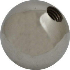Gibraltar - 1/2-13 Thread, 1.88" Diam, Threaded Hole Ball Knob - Natural, Steel, Smooth Grip, 3/4" Hole Depth - Eagle Tool & Supply