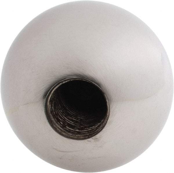 Gibraltar - 5/8-18 Thread, 1.88" Diam, Threaded Hole Ball Knob - Natural, Steel, Smooth Grip, 3/4" Hole Depth - Eagle Tool & Supply