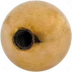 Gibraltar - 10-24 Thread, 3/4" Diam, Threaded Hole Ball Knob - Natural, Brass, Smooth Grip, 3/8" Hole Depth - Eagle Tool & Supply