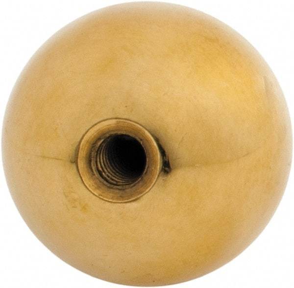 Gibraltar - 10-24 Thread, 1" Diam, Threaded Hole Ball Knob - Natural, Brass, Smooth Grip, 3/8" Hole Depth - Eagle Tool & Supply