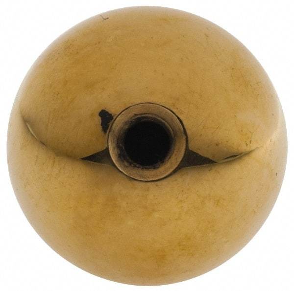 Gibraltar - 10-32 Thread, 1" Diam, Threaded Hole Ball Knob - Natural, Brass, Smooth Grip, 3/8" Hole Depth - Eagle Tool & Supply