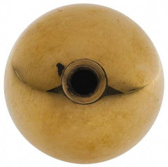Gibraltar - 10-32 Thread, 1" Diam, Threaded Hole Ball Knob - Natural, Brass, Smooth Grip, 3/8" Hole Depth - Eagle Tool & Supply