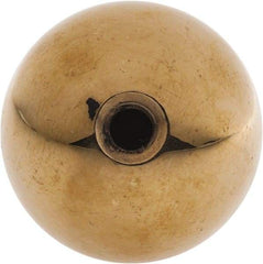 Gibraltar - 1/4-20 Thread, 1" Diam, Threaded Hole Ball Knob - Natural, Brass, Smooth Grip, 1/2" Hole Depth - Eagle Tool & Supply