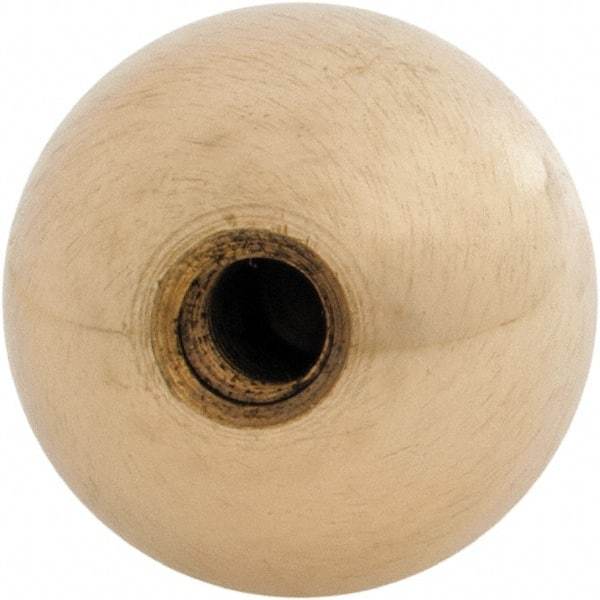 Gibraltar - 1/4-28 Thread, 1" Diam, Threaded Hole Ball Knob - Natural, Brass, Smooth Grip, 1/2" Hole Depth - Eagle Tool & Supply