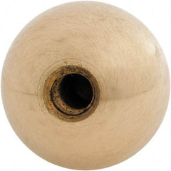 Gibraltar - 1/4-28 Thread, 1" Diam, Threaded Hole Ball Knob - Natural, Brass, Smooth Grip, 1/2" Hole Depth - Eagle Tool & Supply