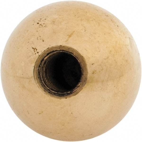 Gibraltar - 5/16-18 Thread, 1" Diam, Threaded Hole Ball Knob - Natural, Brass, Smooth Grip, 1/2" Hole Depth - Eagle Tool & Supply