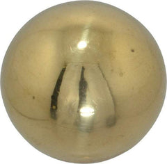 Gibraltar - 3/8-16 Thread, 1" Diam, Threaded Hole Ball Knob - Natural, Brass, Smooth Grip, 1/2" Hole Depth - Eagle Tool & Supply