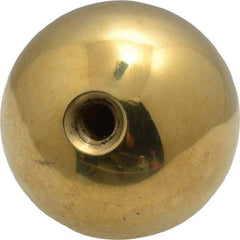 Gibraltar - 1/4-20 Thread, 1.38" Diam, Threaded Hole Ball Knob - Natural, Brass, Smooth Grip, 5/8" Hole Depth - Eagle Tool & Supply