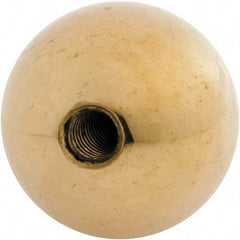 Gibraltar - 5/16-18 Thread, 1.38" Diam, Threaded Hole Ball Knob - Natural, Brass, Smooth Grip, 5/8" Hole Depth - Eagle Tool & Supply