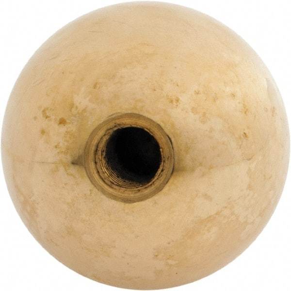 Gibraltar - 5/16-24 Thread, 1.38" Diam, Threaded Hole Ball Knob - Natural, Brass, Smooth Grip, 5/8" Hole Depth - Eagle Tool & Supply