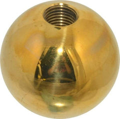 Gibraltar - 3/8-24 Thread, 1.38" Diam, Threaded Hole Ball Knob - Natural, Brass, Smooth Grip, 5/8" Hole Depth - Eagle Tool & Supply