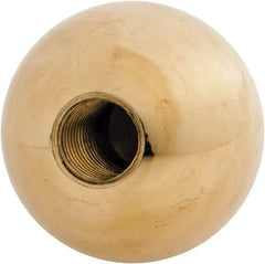 Gibraltar - 7/16-20 Thread, 1.38" Diam, Threaded Hole Ball Knob - Natural, Brass, Smooth Grip, 5/8" Hole Depth - Eagle Tool & Supply