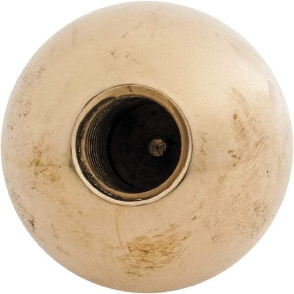 Gibraltar - 1/2-13 Thread, 1.38" Diam, Threaded Hole Ball Knob - Natural, Brass, Smooth Grip, 5/8" Hole Depth - Eagle Tool & Supply