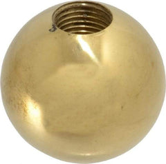 Gibraltar - 1/2-20 Thread, 1.38" Diam, Threaded Hole Ball Knob - Natural, Brass, Smooth Grip, 5/8" Hole Depth - Eagle Tool & Supply