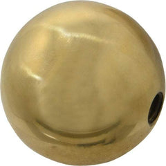 Gibraltar - 3/8-16 Thread, 1.88" Diam, Threaded Hole Ball Knob - Natural, Brass, Smooth Grip, 3/4" Hole Depth - Eagle Tool & Supply