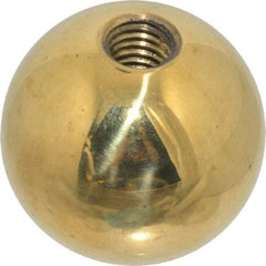 Gibraltar - 1/2-13 Thread, 1.88" Diam, Threaded Hole Ball Knob - Natural, Brass, Smooth Grip, 3/4" Hole Depth - Eagle Tool & Supply