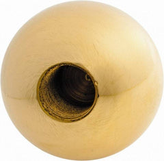 Gibraltar - 5/8-18 Thread, 1.88" Diam, Threaded Hole Ball Knob - Natural, Brass, Smooth Grip, 3/4" Hole Depth - Eagle Tool & Supply