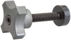 Made in USA - 3/8-16 Lobed Shoulder Swivel Pad Tip Steel Thumb Screw - 3-3/4" OAL, 2" Head Diam x 1-1/8" Head Height, Black Oxide Finish - Eagle Tool & Supply