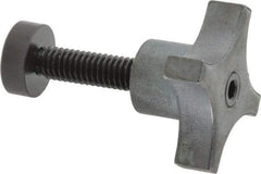 Made in USA - 5/16-18 Lobed Shoulder Swivel Pad Tip Steel Thumb Screw - 2-1/8" OAL, 1-1/2" Head Diam x 7/8" Head Height, Black Oxide Finish - Eagle Tool & Supply