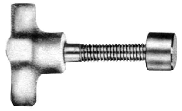 Made in USA - 5/16-18 Lobed Shoulder Swivel Pad Tip Steel Thumb Screw - 3-5/8" OAL, 1-1/2" Head Diam x 7/8" Head Height, Black Oxide Finish - Eagle Tool & Supply