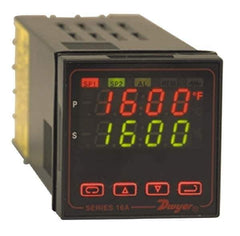 Dwyer - -350 to 4,208°F 1/16 DIN Temperature/Process Control - Dual 4-Digit LCD Display, Fuzzy Logic PID Control, 100-240 VAC/VDC - Eagle Tool & Supply