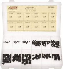 Value Collection - 200 Piece, #6-32 to 3/8-24, Steel Set Screw Assortment - Hex Head, Hex Socket Drive, 3/16 to 3/8" Long - Eagle Tool & Supply
