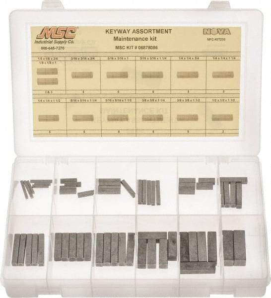 Value Collection - Key & Keyway Assortments Type: Keyway Maintenance Kit Number of Pieces: 58 - Eagle Tool & Supply