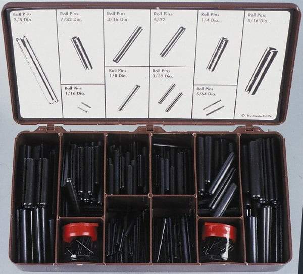 Made in USA - 300 Piece, 1/16 to 3/8" Pin Diam, Spring Pin Assortment - 420 Stainless Steel - Eagle Tool & Supply