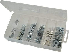 Value Collection - 400 Piece, No. 2, 1/4" Screw, Steel SAE Flat Washer Assortment - Includes 1/4 to 10" Screw & Plastic Case - Eagle Tool & Supply