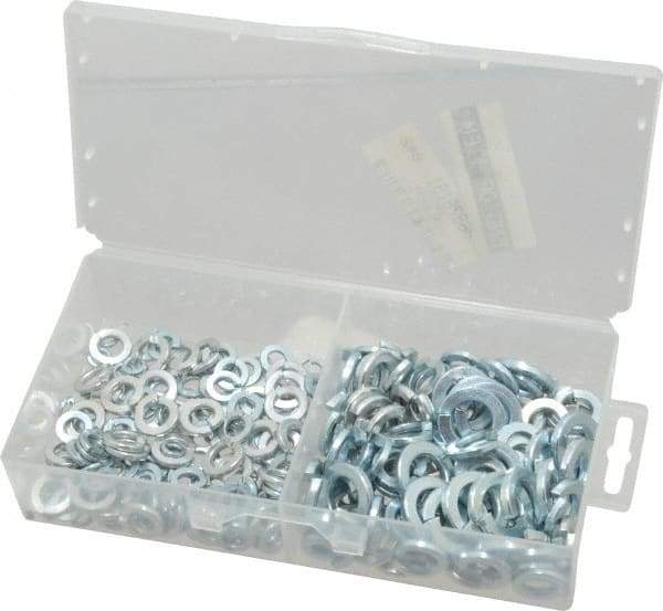 Value Collection - 235 Piece, 3/16 to 1/2" Screw, Steel Lock Washer Assortment - Includes 3/16 to 1/2" Screw & Plastic Case - Eagle Tool & Supply