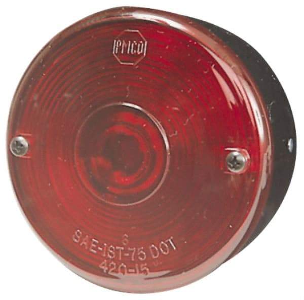 Peterson - 3-3/4" Diam, Red Lens & Reflector - Plastic, 12 Volt - Eagle Tool & Supply