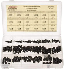 Value Collection - 400 Piece, #6-32 to 5/8-11, Steel Set Screw Assortment - Hex Head, Hex Socket Drive, 3/16 to 5/8" Long - Eagle Tool & Supply