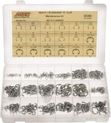 Made in USA - 565 Piece, 1/8 to 3/4", Steel, E Style External Retaining Ring Assortment - Includes Compartmented Case - Eagle Tool & Supply